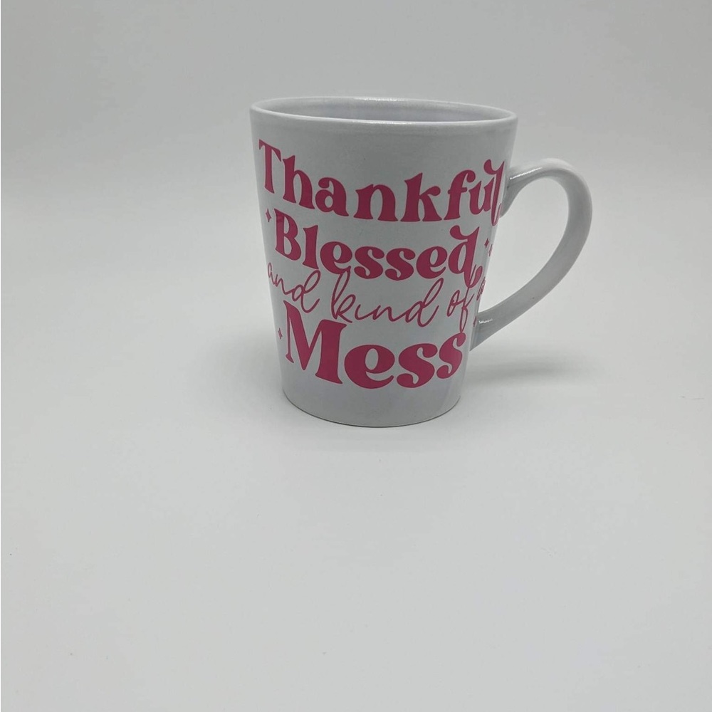 Pink thankful blessed mess mug